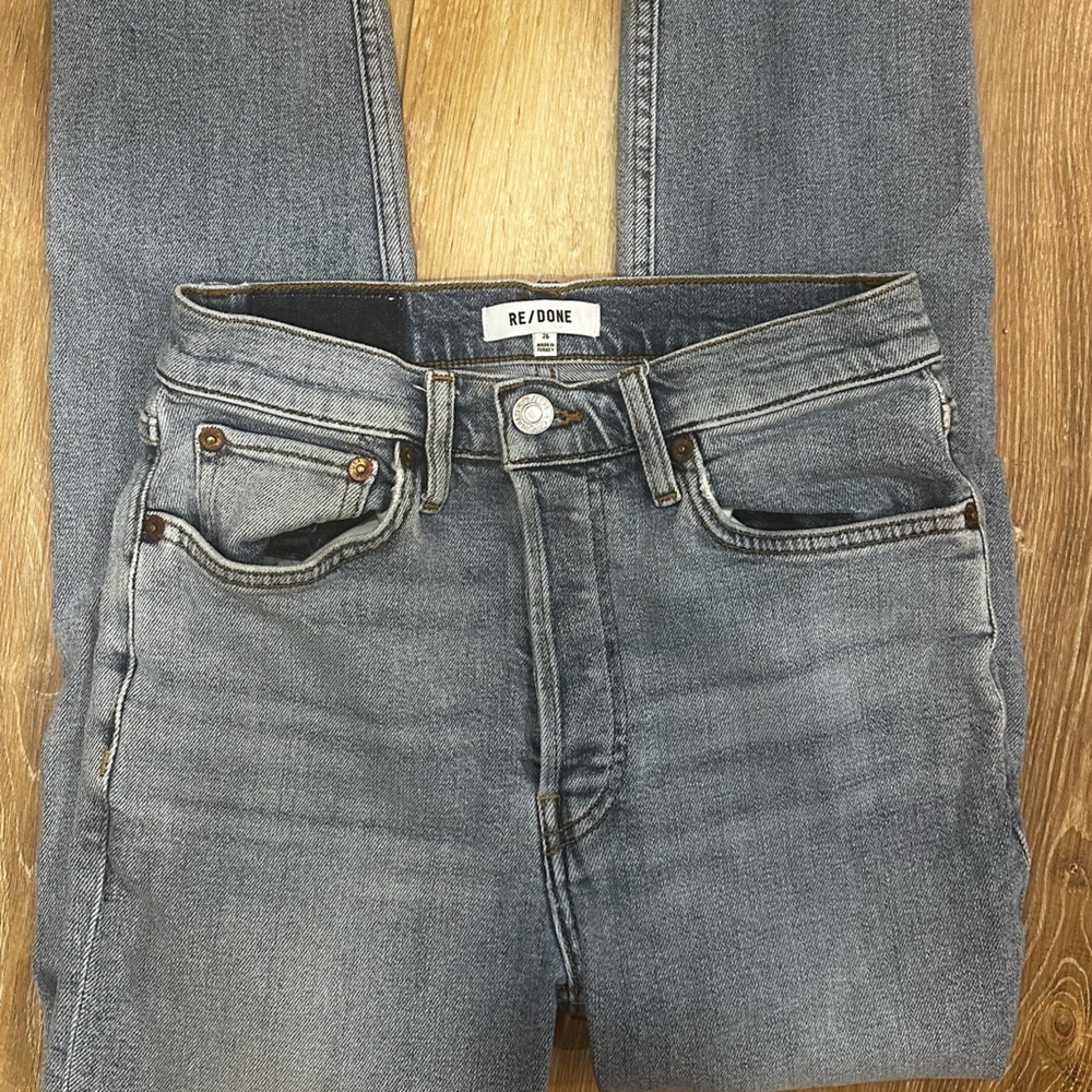 RE/DONE 90s High Rise Ankle Crop Button Fly Jeans Size 26